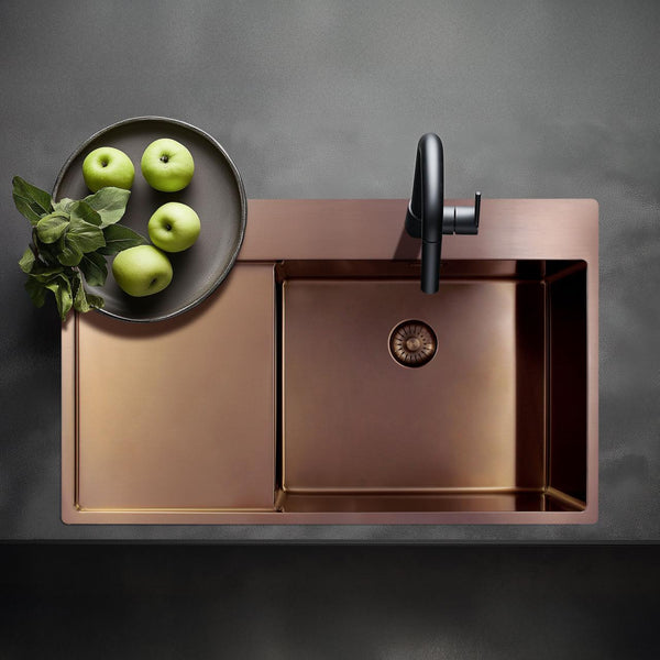 Pure.Sink Exclusivo Copper sink with drainer 86x52 cm Tapwing right