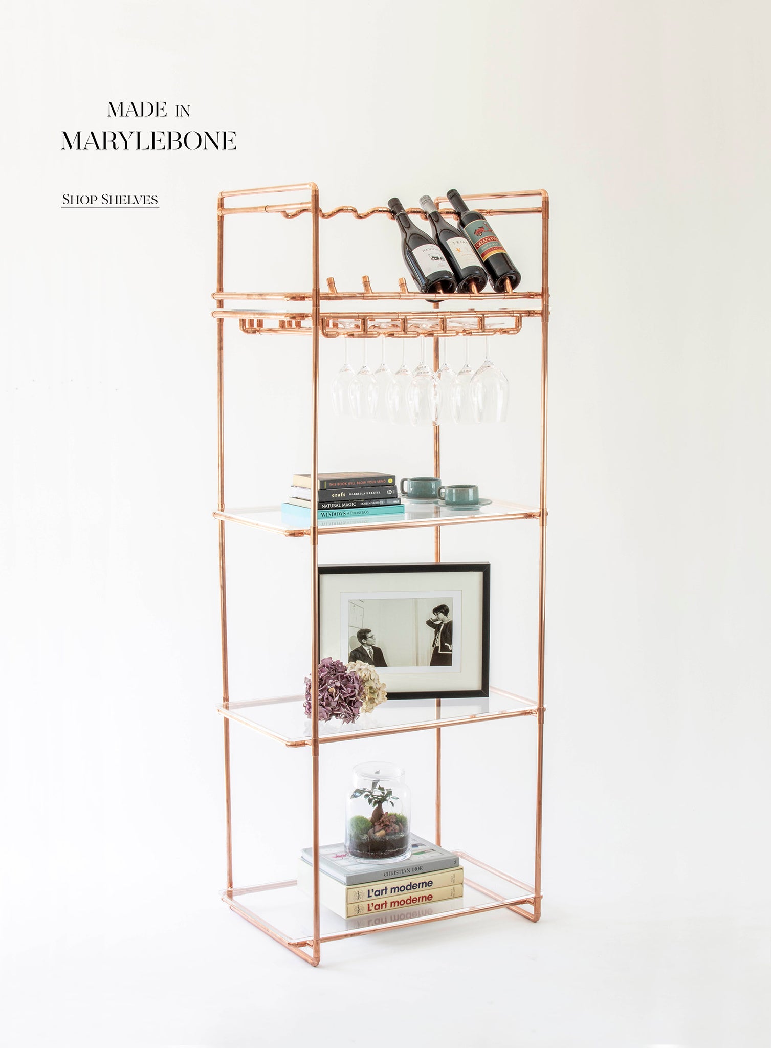 Shelves, Copper & Clear Acrylic